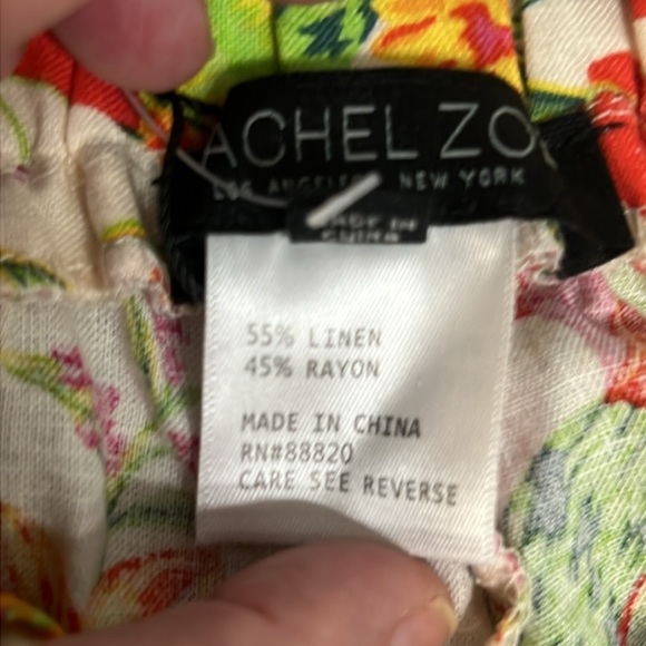 Linen Rachel Zoe set top and shorts linen & rayon floral pattern Sz L nwt - Picture 8 of 16